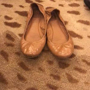 Tan patent leather Tory Burch ballet flats